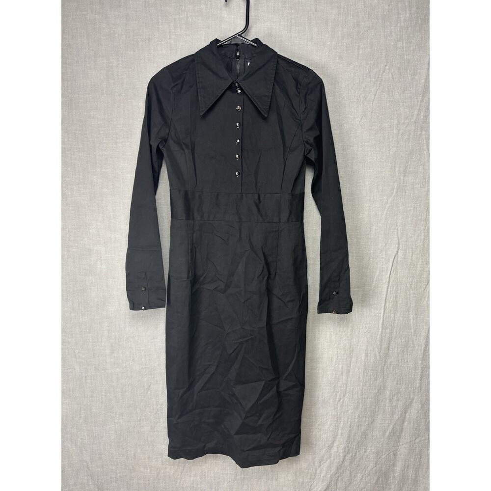 EUC UK 8 US 4 Disturbia Wednesday Black Collar Shirt Gothic Dress